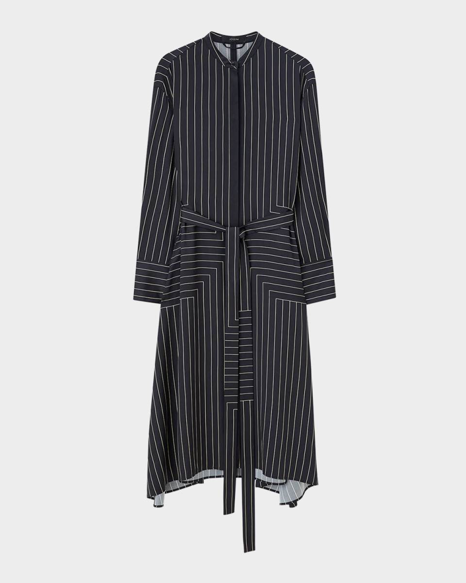 Orlana Striped Tie-Waist Midi Shirtdress
